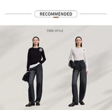 Amii casual Women's jeans 2025 Autumn new minimalist retro Women pants versatile loose cotton wide-leg trousers ladies 12553096