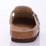 Evshine Men's Suede Clogs Fashion Leather Mules Cozy Footbed Slippers With Adjustable Buckle AntiSlip Cork Slippers Unisex Mules