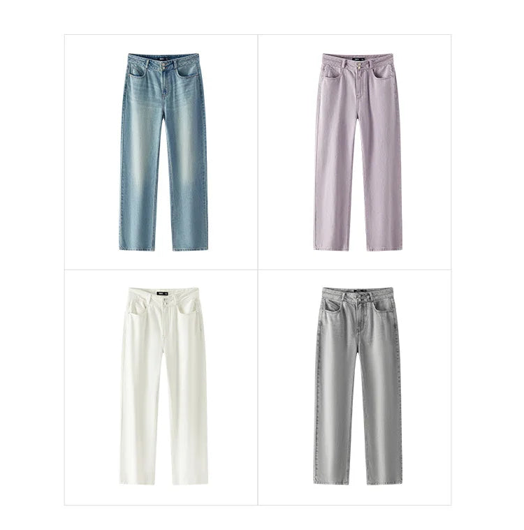 Women's Soft Denim Mid-Rise Wide-Leg Jeans