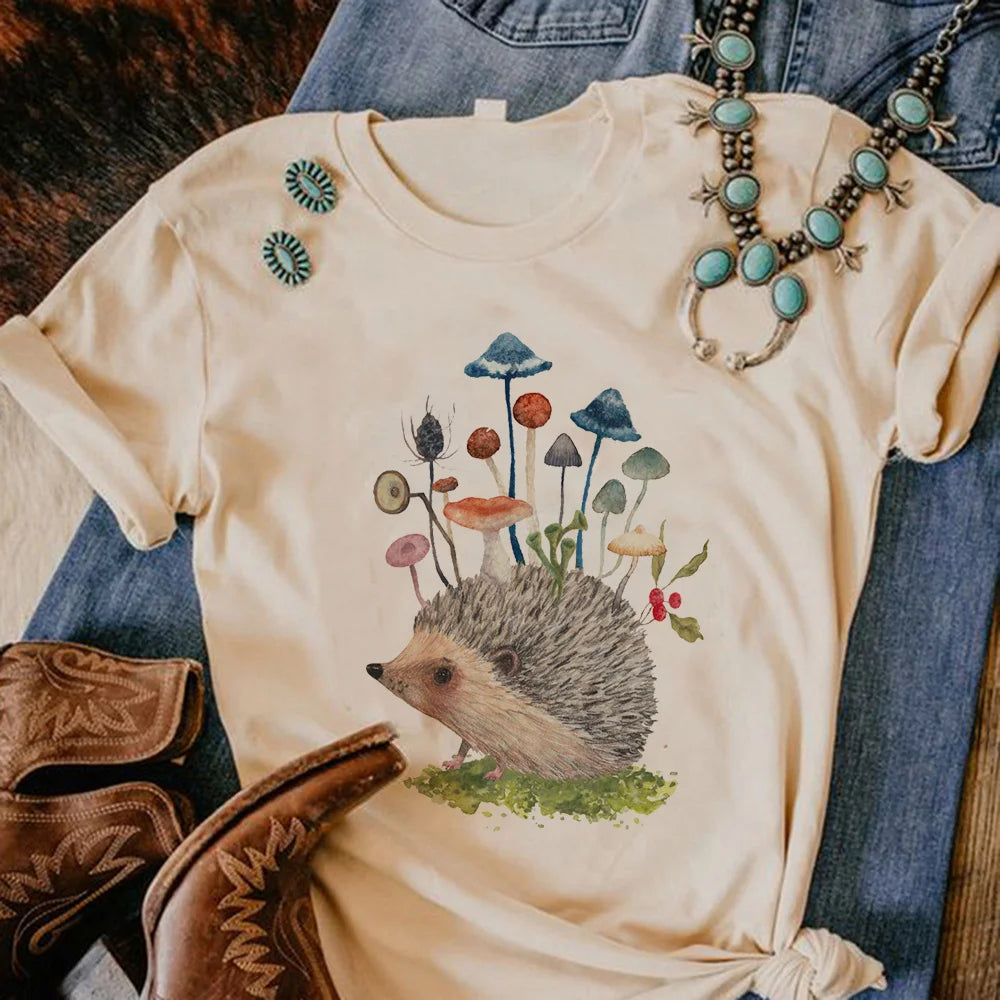 Hedgehog tshirt women comic streetwear summer t shirt female comic 2000s designer clothes