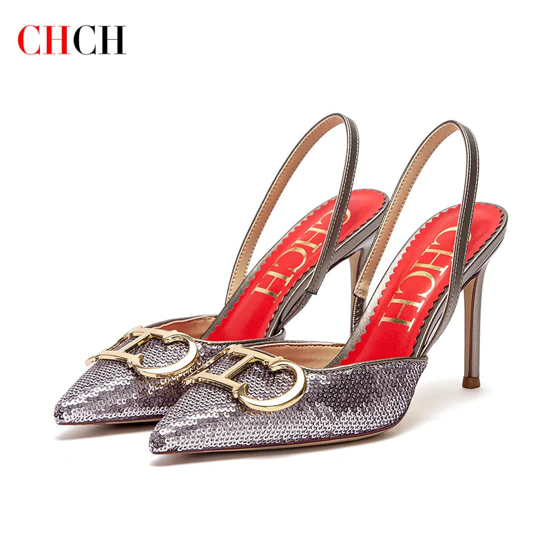 CHCH Women's Strappy Pointed-Toe Platform Heels | 9cm