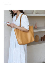 Bag Women 2022 New Summer Genuine Leather Tote Female Casual Fashion Simple Underarm Shoulder Bag Large Capacity Shopper Handbag