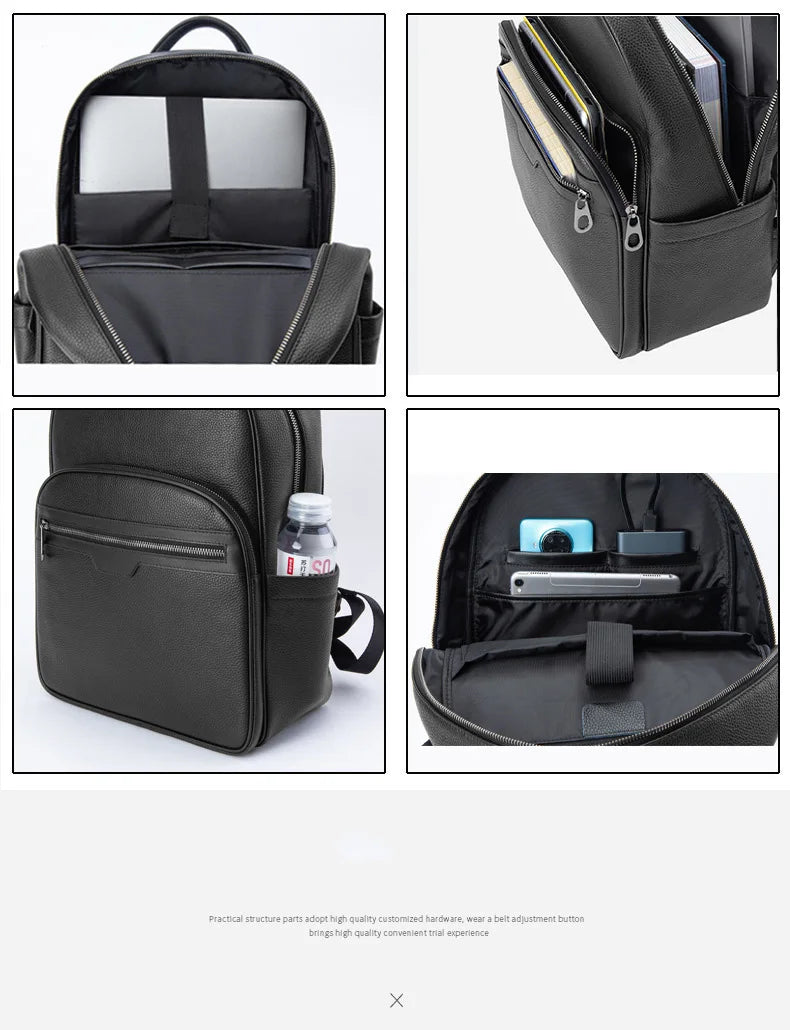 New Brand Genuine Leather Men Backpacks Fashion Real Natural Leather Student Backpack Boy Luxury Computer Laptop Bags