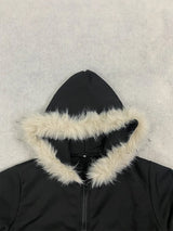 Autumn and Winter Women's Y2K GOTH Zipper Hoodie, Hairy Neck Hat, Slim Fit Long Sleeved Coat, Daily Punk Street Wear Coat