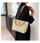 Women's Geometric PU Leather Tote Bag – Large Capacity Shoulder Bag