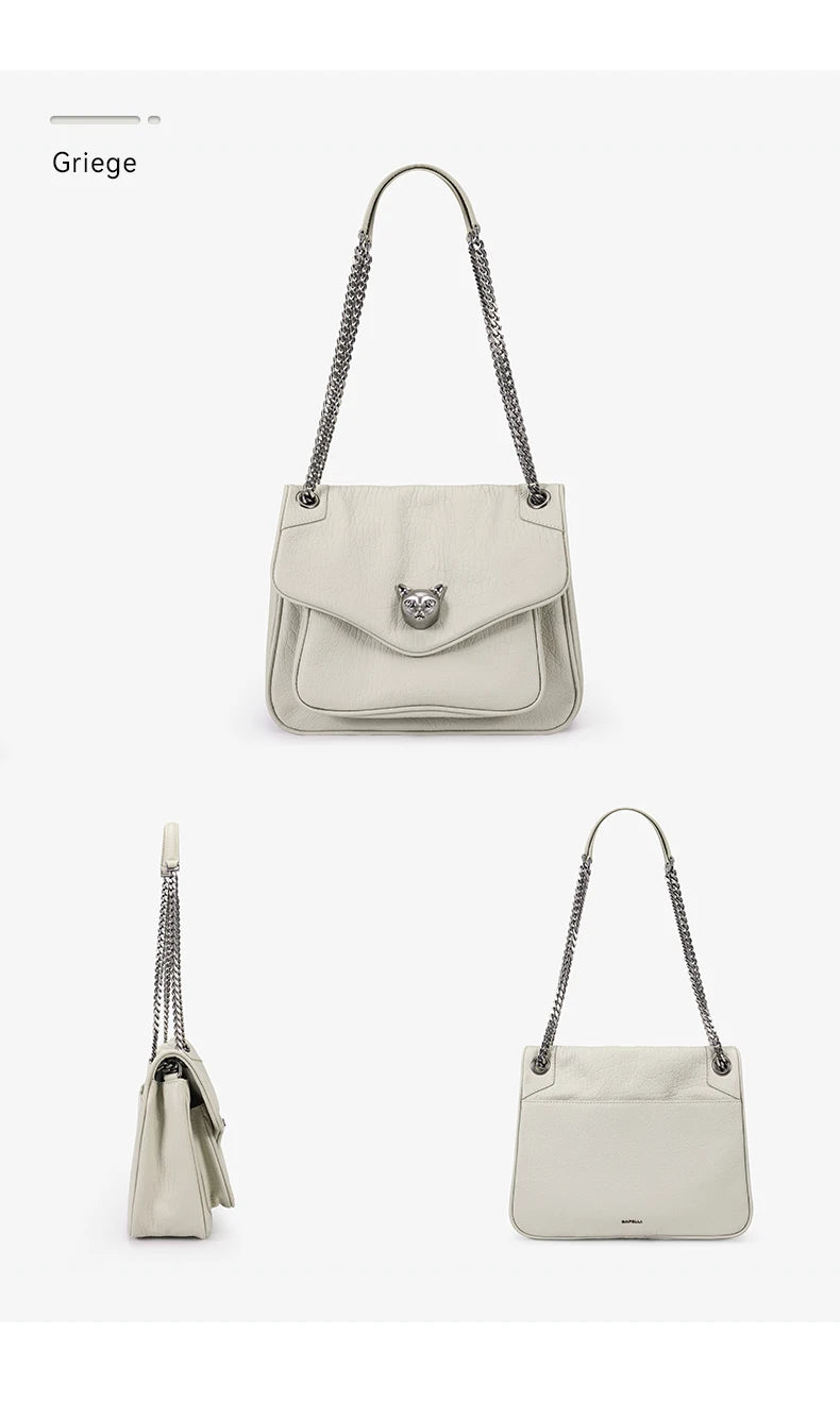 BAFELLI Genuine Leather Chain Bag – Chic Crossbody Tote