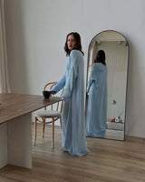Hirsionsan Soft Loose Sets Women Two Pieces Long Sleeve Cardigan & Vest Dresses Elegant Female Hollow Outfits Cotton Tracksuit