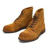 KOWM Hiking shoes men's walking boots British cowhide high top motorcycle boots ankle casual sneakers trekking shoes thick soled