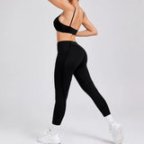 Seamless Yoga Sets Sports Fitness High Waist Hip-lifting Shapeing Trousers Backless Bra Suit Workout Gym Leggings Sets for Women