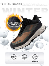 Baasploa Men Hiking Shoes Outdoor Waterproof Resistant Sneakers Male Winter Comfort Plush Warm Casual Walking Shoes Non-Slip