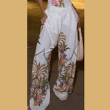 Floral Strapless Vest & Straight-Leg Trouser Set