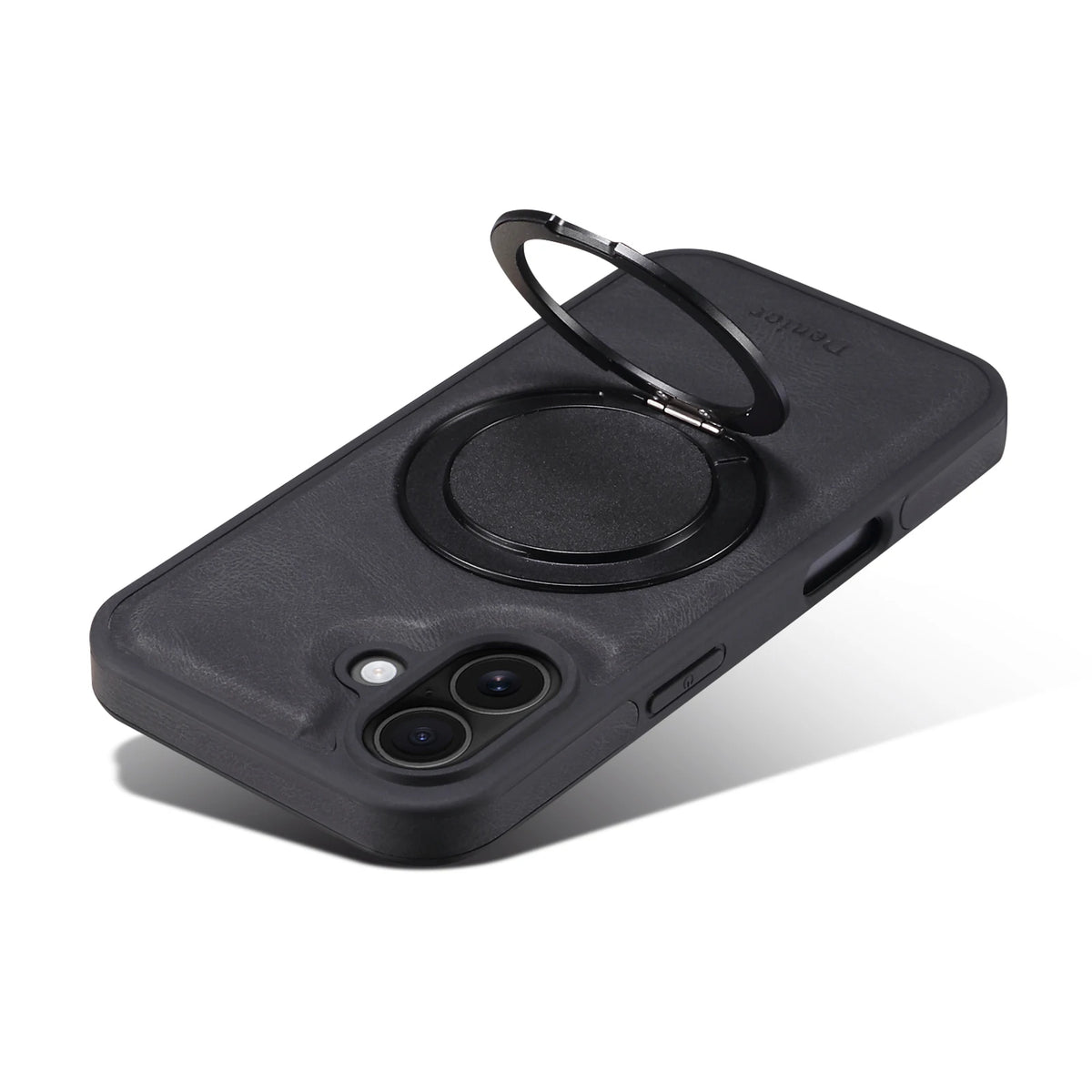 iPhone Faux Leather Case with 360° Ring Stand
