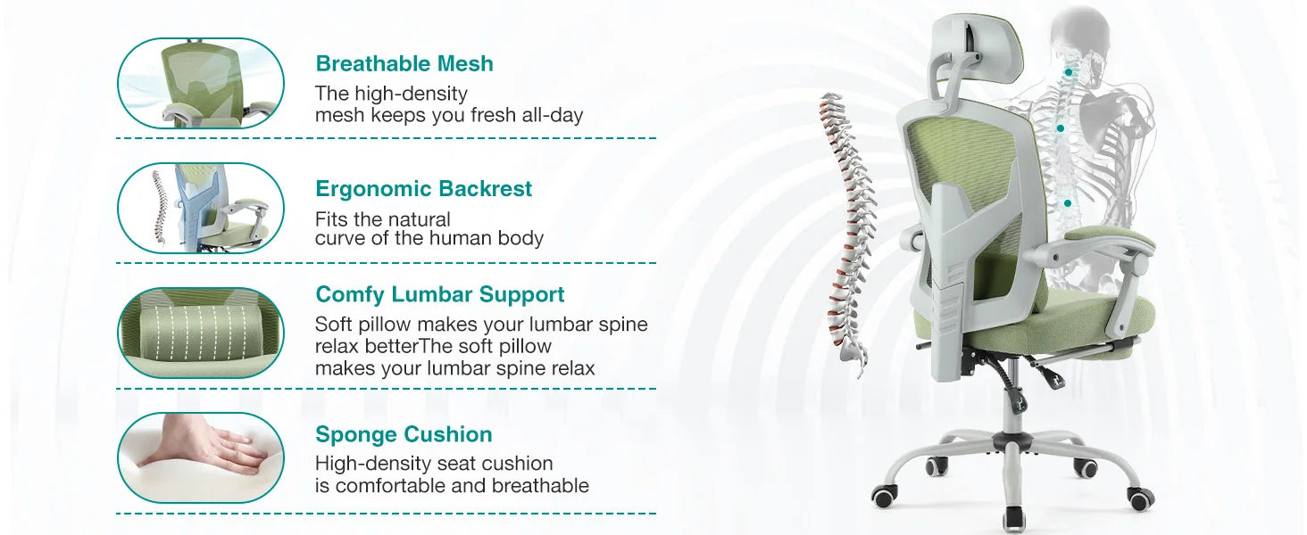 JHK Ergonomic High-Back Mesh Reclining Office Chair