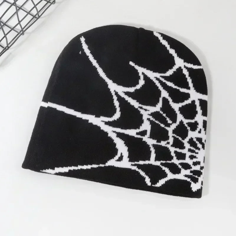 Spider Embroidered Knit Beanie – Y2K Winter Hat