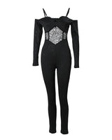 Contrast Lace Cold Shoulder Jumpsuit