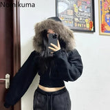 Women’s Black Cropped Zip-Up Hoodie