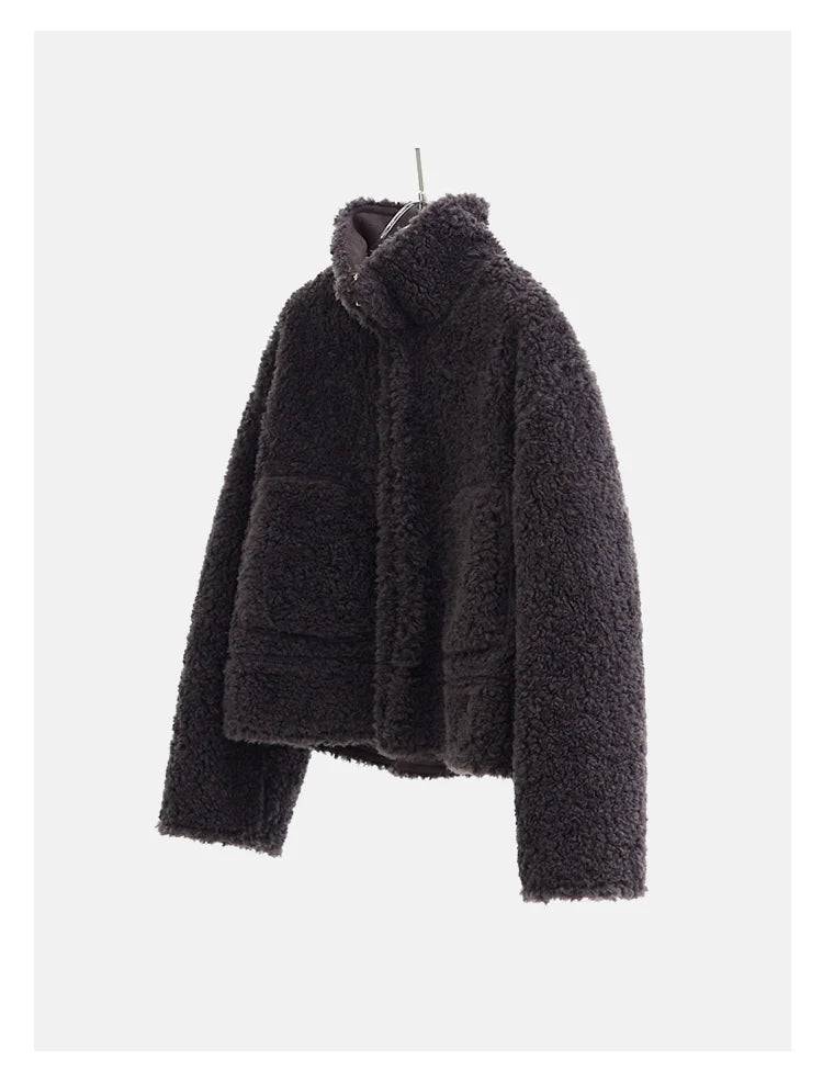Teddy Style 100% Wool Coat~Women's Short Lazy Style Loose Jacket Autumn and Winter New Model 2025 Faux Fur