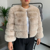 Elegant Winter Faux Fox Fur Crop Jacket