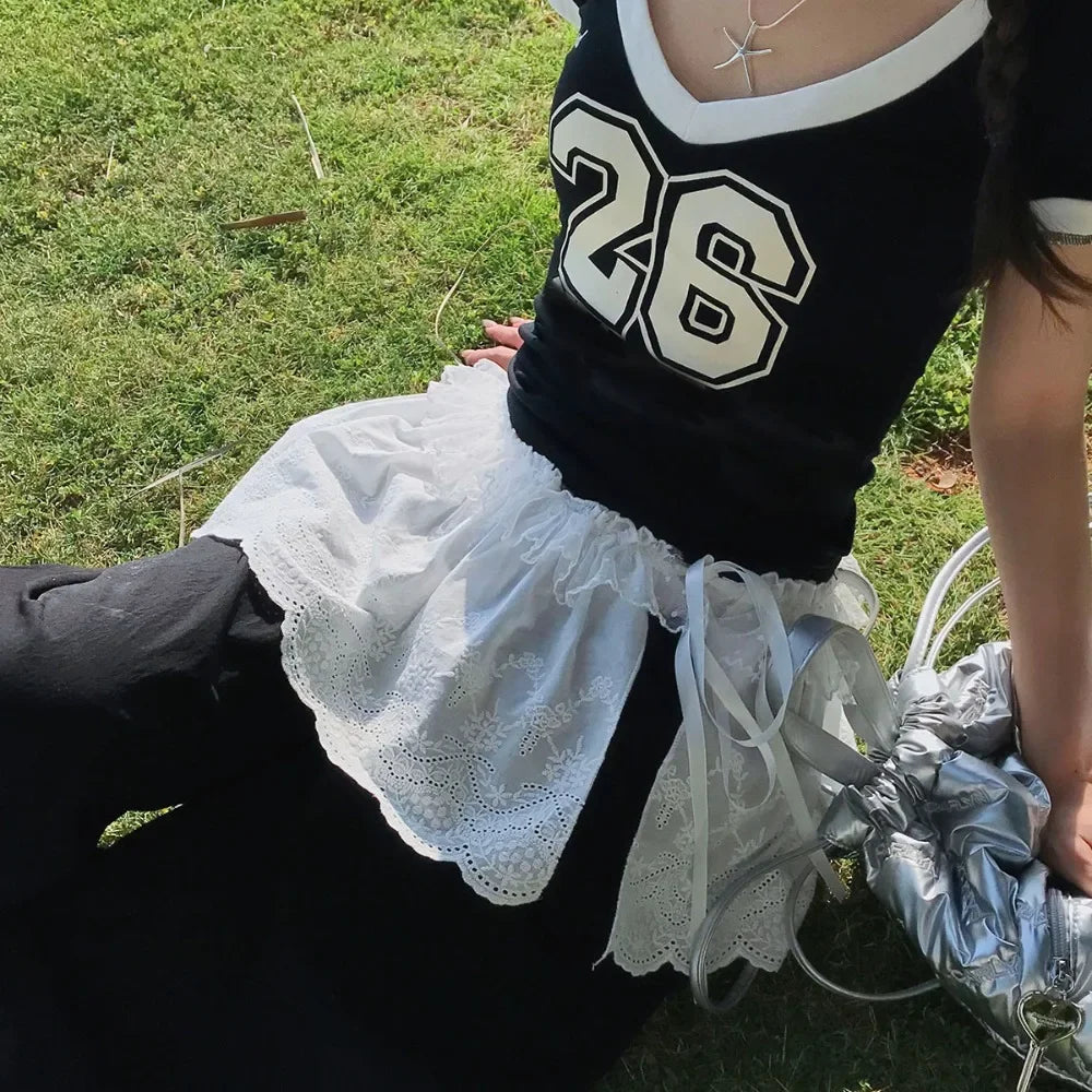 Lace-Up Ruffle Mini Skirt for Playful Layering