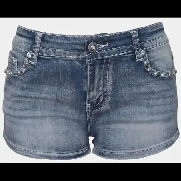 Women's Y2K Wing Embroidered Denim Shorts