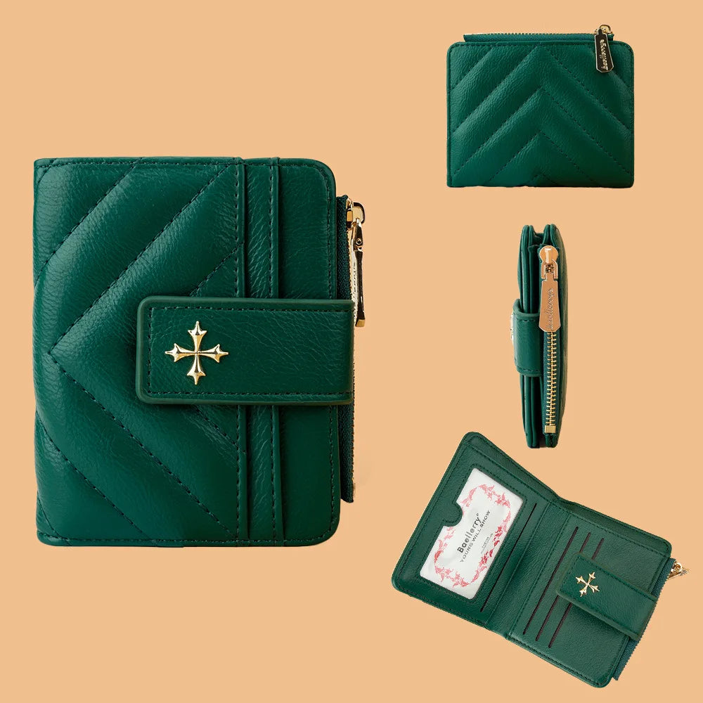 Baellerry New Short Simple Women Wallet High Quality Card Holder Buckle Zipper Coin Pocket Female Purses Small Women's Card Bag
