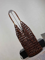 Retro Wood Bead Woven Tote Bag – Boho Shoulder Purse