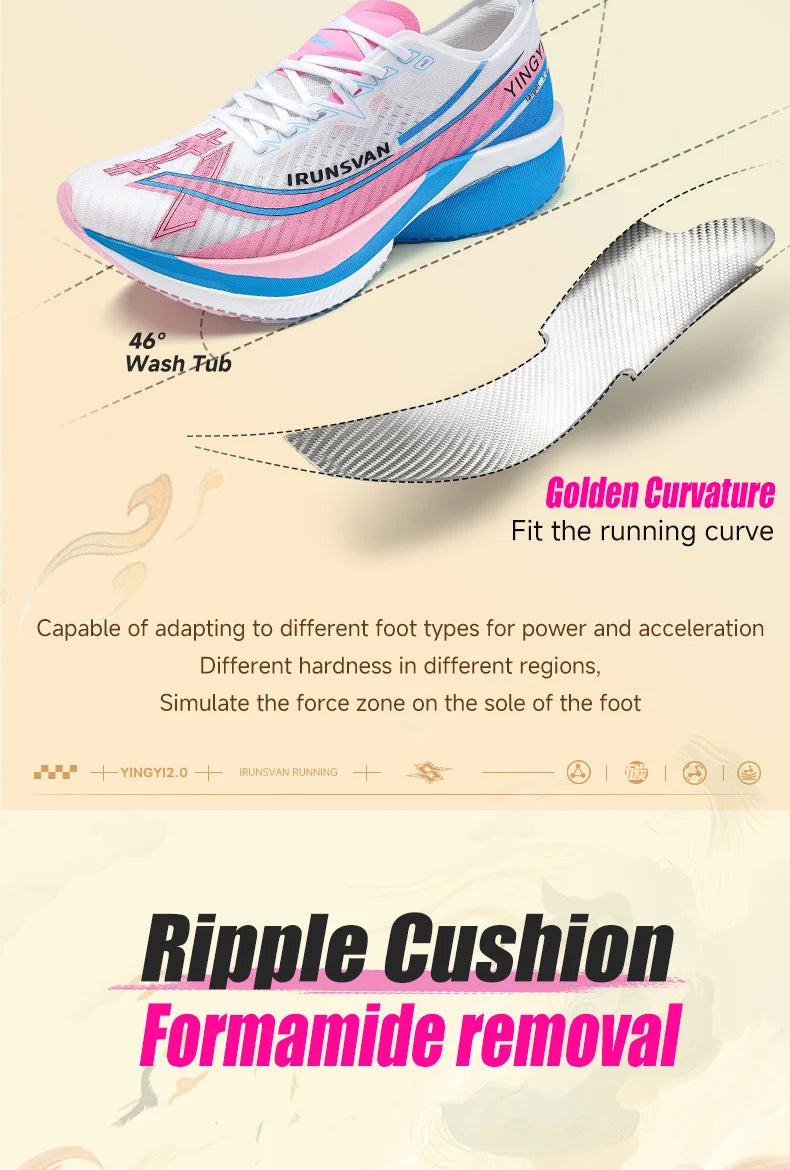IRUNSVAN Shadow Wing 2.0 Carbon Plate Professional Marathon Running Shoes Men Lightweight Cushioning Training Outdoor Sneakers