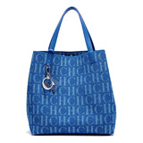 Trendy Solid-Color Women's Bucket Bag - Large Capacity Letter Print Design with Detachable Strap  Inner Card Pockets