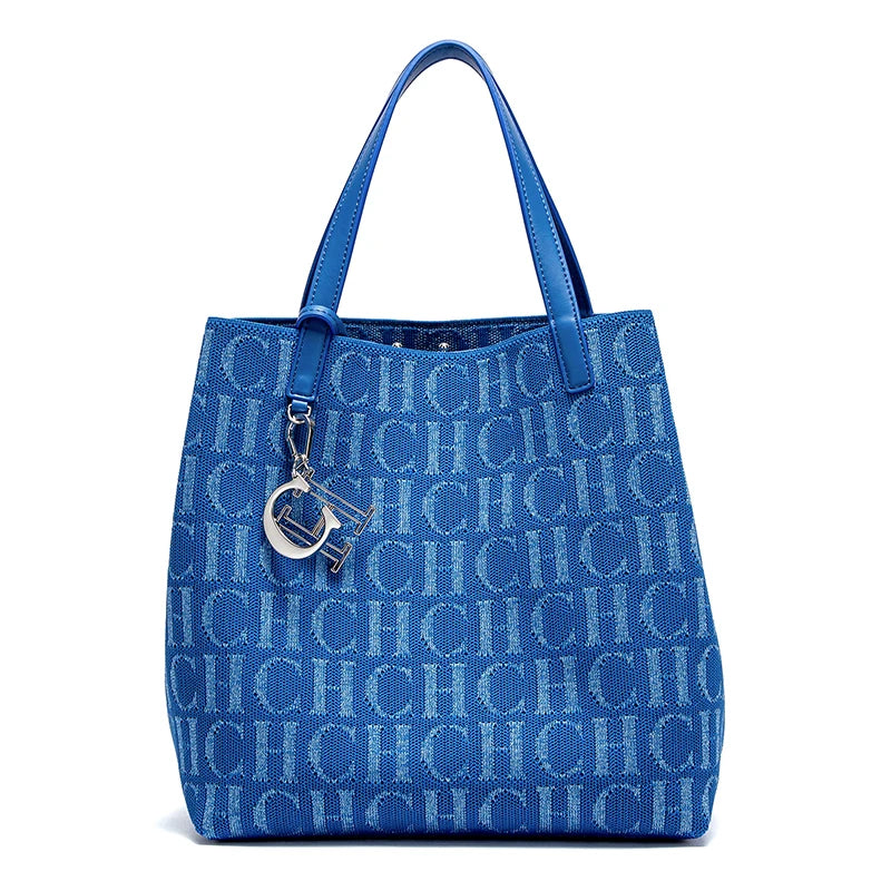 Trendy Solid-Color Women's Bucket Bag - Large Capacity Letter Print Design with Detachable Strap  Inner Card Pockets