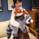 New Stuffed Anime Figure Doll Turned Red Panda Plushie Doll Fluffy Hair Red Raccoon Animals Hug Throw Pillow
