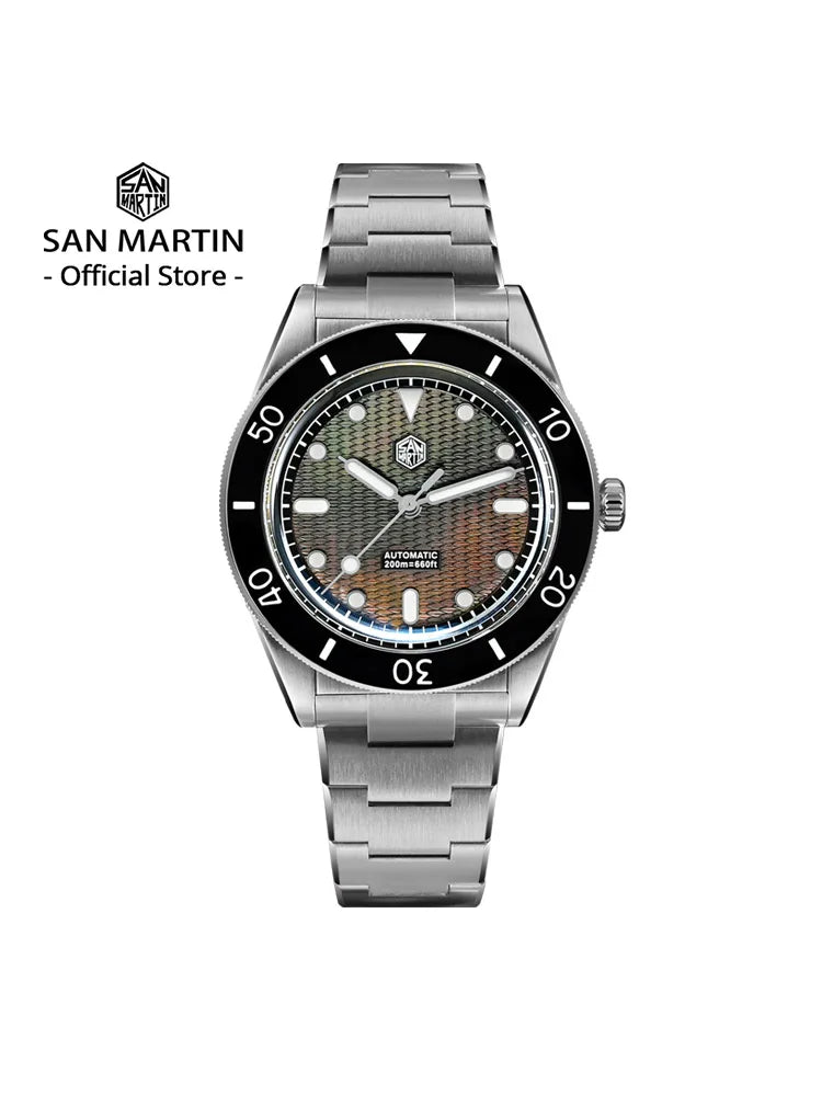 San Martin 39mm SN0151 Guilloche MOP Automatic Dive Watch