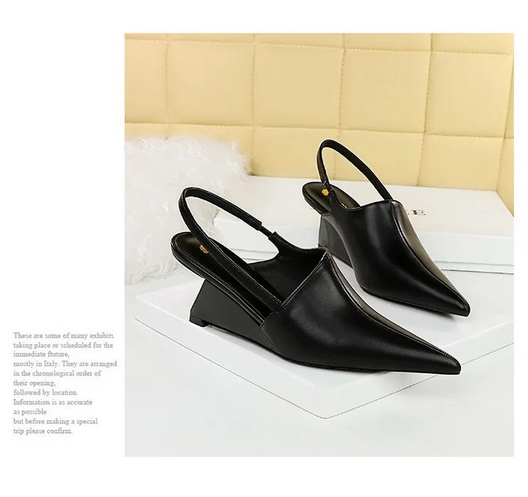 Designer Wedge Heel Sandals – Pointed Toe Women's Pumps