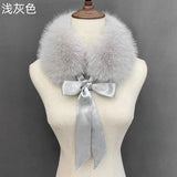 Fluffy Faux Fur Headband Neckerchief 2 in 1 Winter Thermal Plush Ear Warmer Collar Scarf  Satin Ribbon Bow Women Hair Band