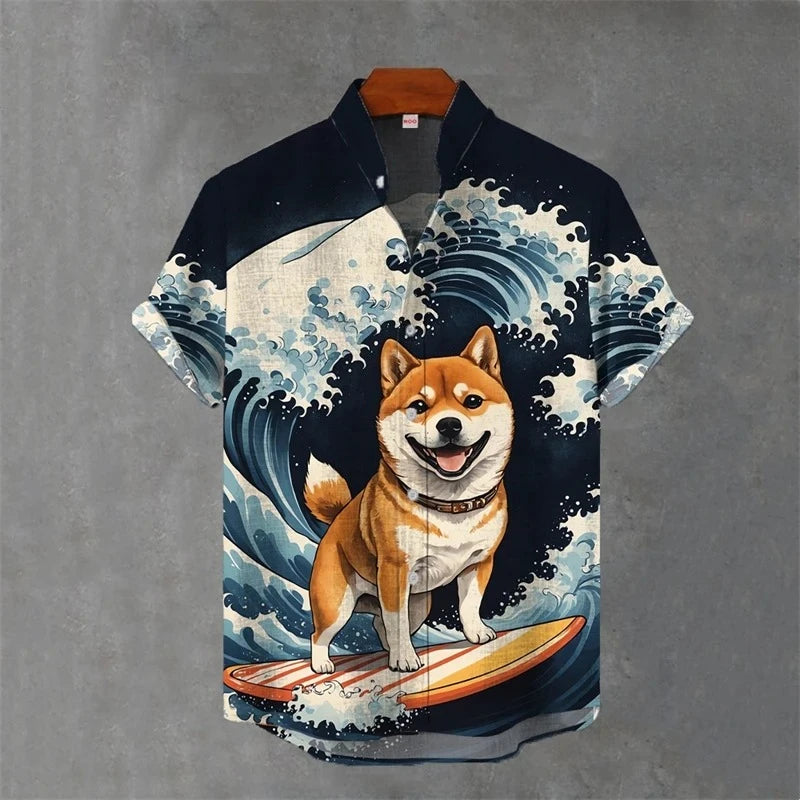 Men’s Japanese Animal Graphic Hawaiian Shirt