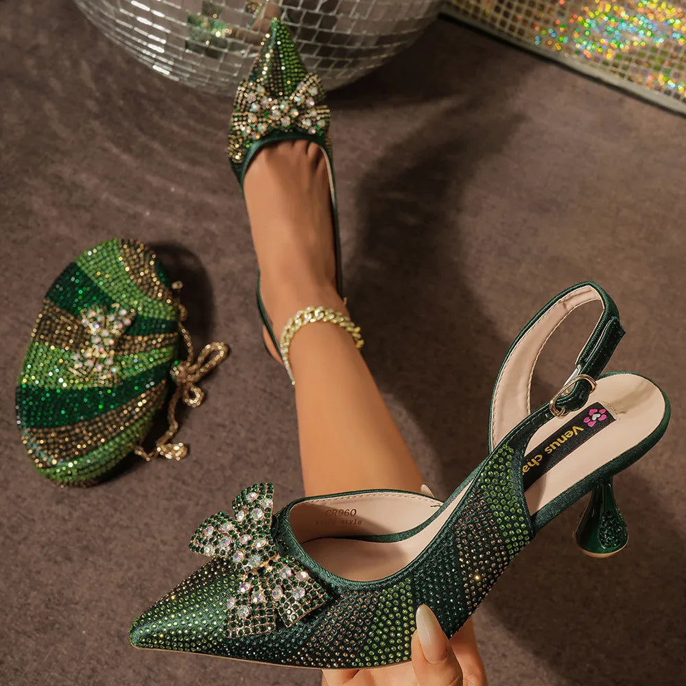 Venus Chan Pointed-Toe Heels & Handbag Set for Women