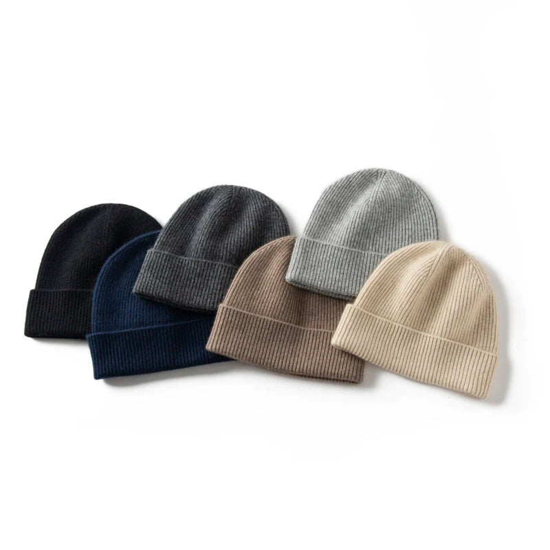 MERRILAMB Men's Pure Cashmere Ribbed Beanie | Soft & Warm