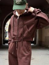 Women Tracksuits Winter Fleece Sweatsuit Brown Warm Crop Zipper Hoodies And Sweatpants Set For Women 2 Piece Velvet Pants Sets