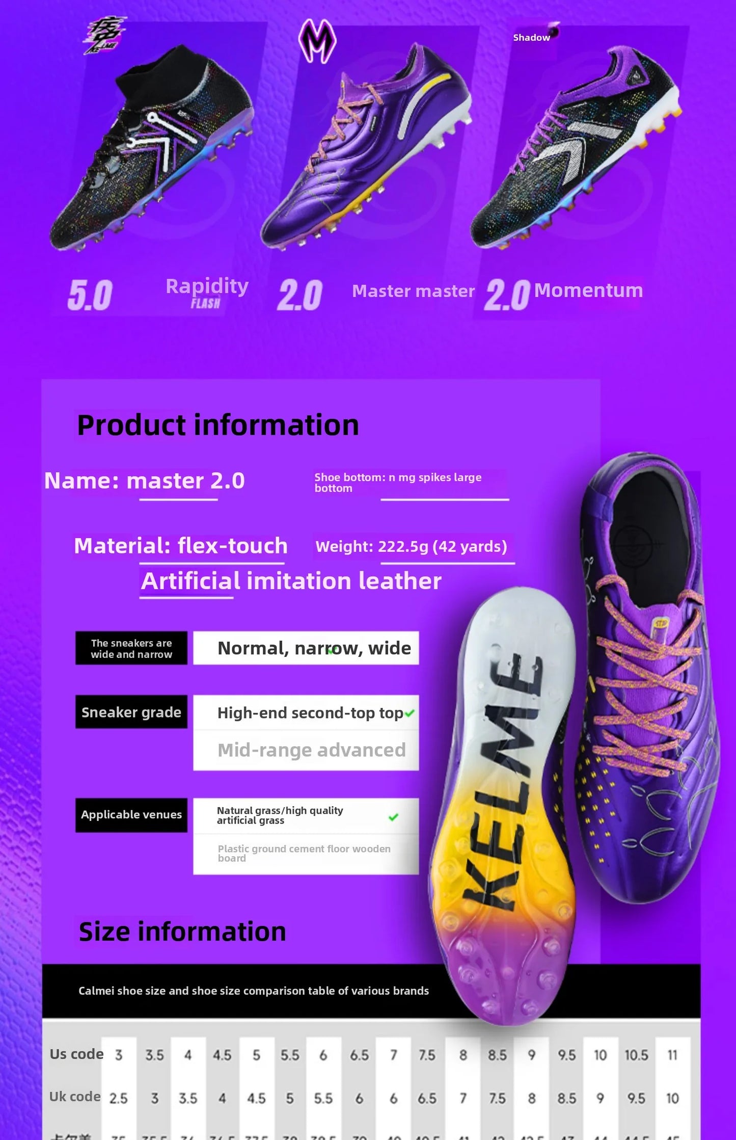 Kelme Men's Professional Match Football Shoes Indoor Anti Slip Football Shoes Mg Short Nail Outdoor Lawn Football Boots