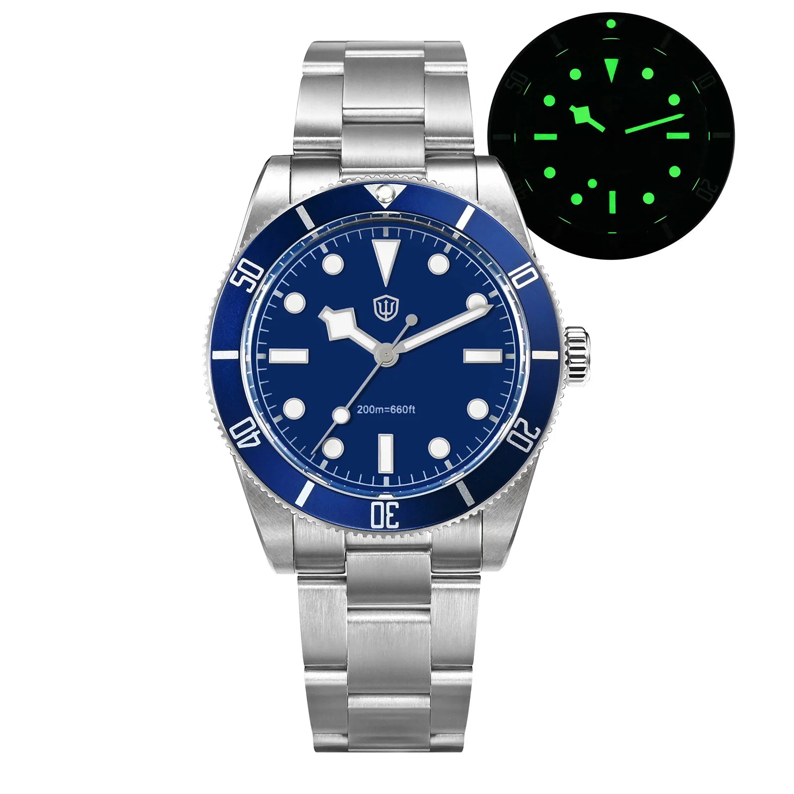 Watchdives WD7922 V2 BB54 Watch VH31 Sweep Second Movement Sapphire Crystal 20bar Waterproof C3 Luminous 37mm Vintage Watches