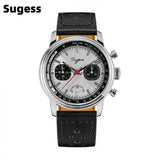 Sugess Pilot Watch Men ST1906 Movement Handwind Chronograph Wristwatches Sapphire Waterproof Hand Wind PowerReserve Luminous V2