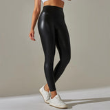 Trendy High-Waist Faux Leather Leggings