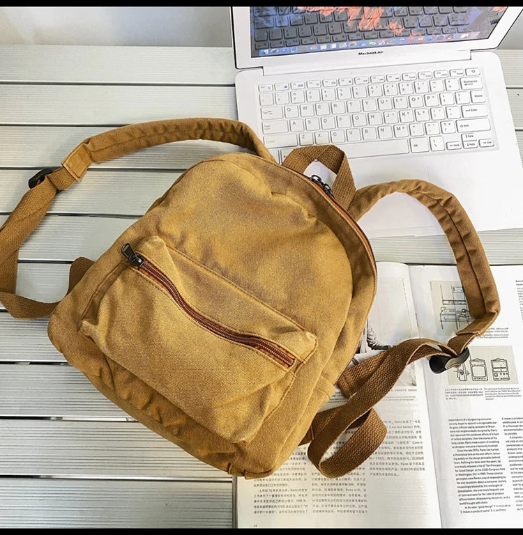 Mini Canvas Backpack – Vintage Unisex Rucksack