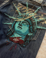 Y2K High-Waist Baggy Jeans – Rhinestone & Liberty Embroidery