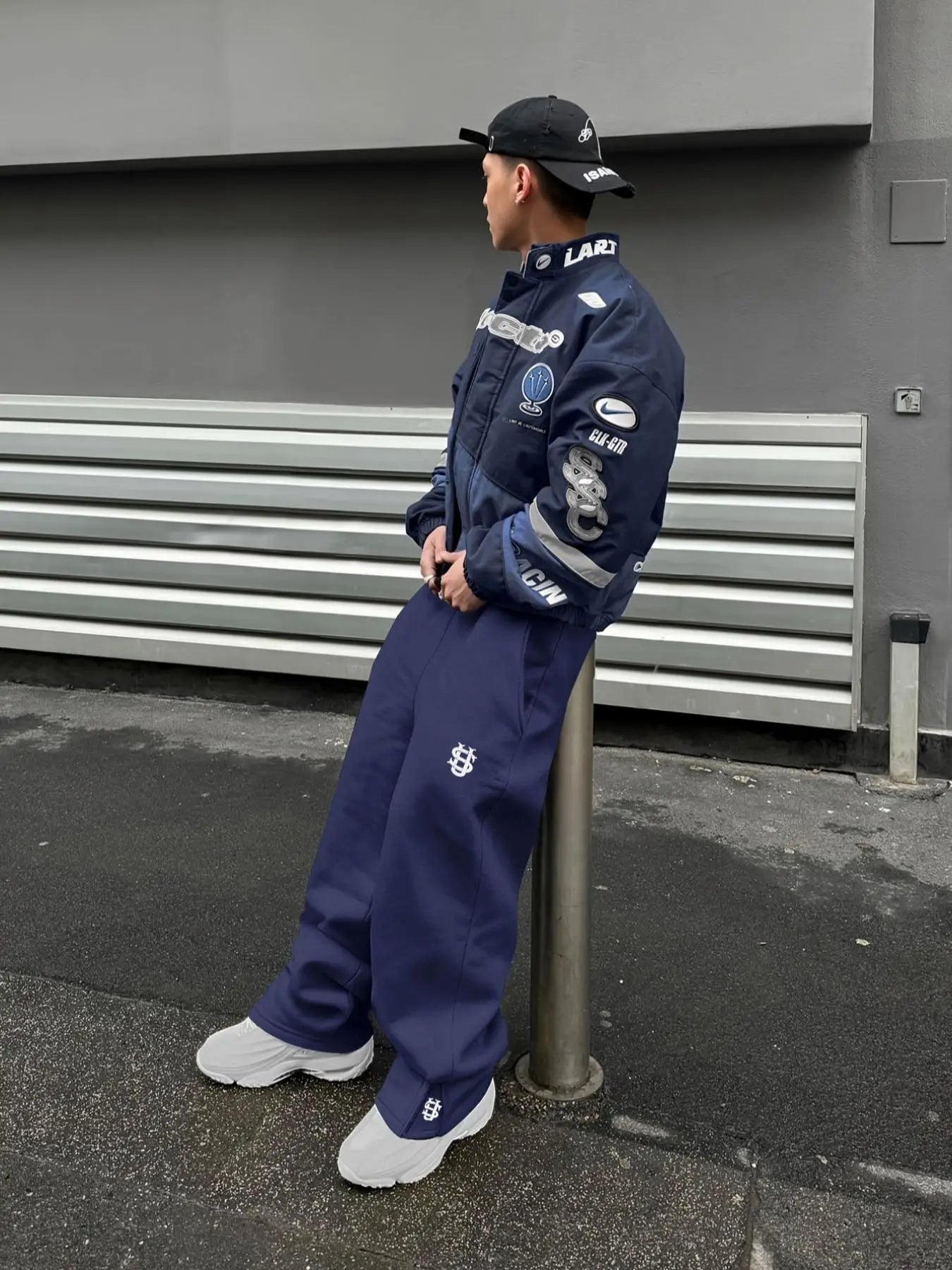 Y2K Wide Leg Joggers – Zipper Embroidery Streetwear Pants