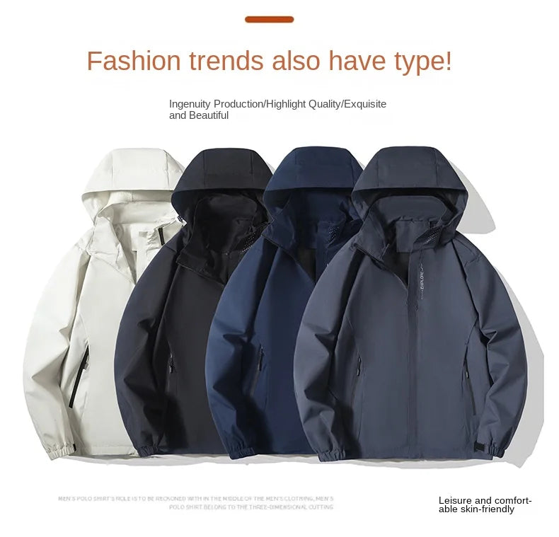 Men's Waterproof Hooded Windbreaker Jacket