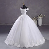 Pure White Wedding Dresses Elegant Boat Neck Ball Gown Simple Vestido De Noiva Plus Size Robe De Mariee
