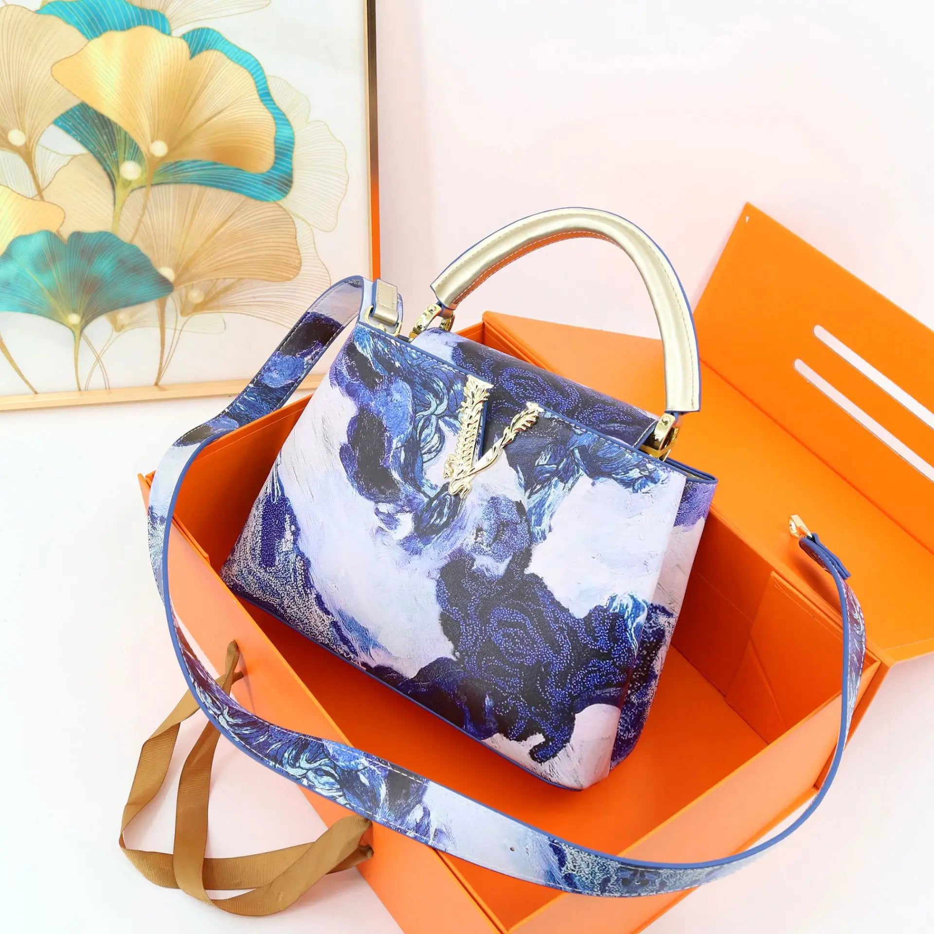 Ins Famous Fashion Classic Printed PU Leather Women's Handbags – Luxury Elegant Shoulder Crossbody Top Handle Bag