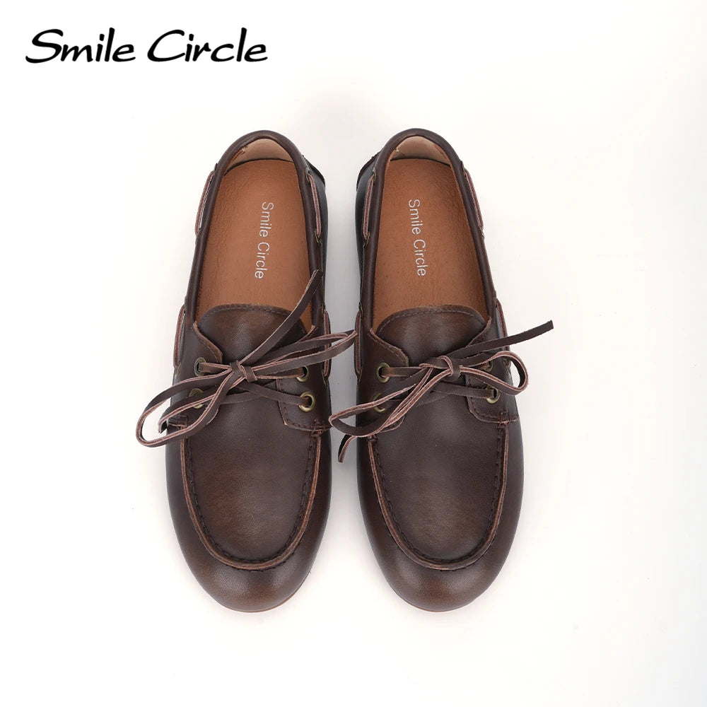 Women's Genuine Leather Moccasin Boat Shoes | Elegant Flats