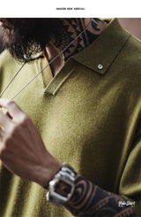 Maden Vintage Seagull Collar Polo Shirt for Men