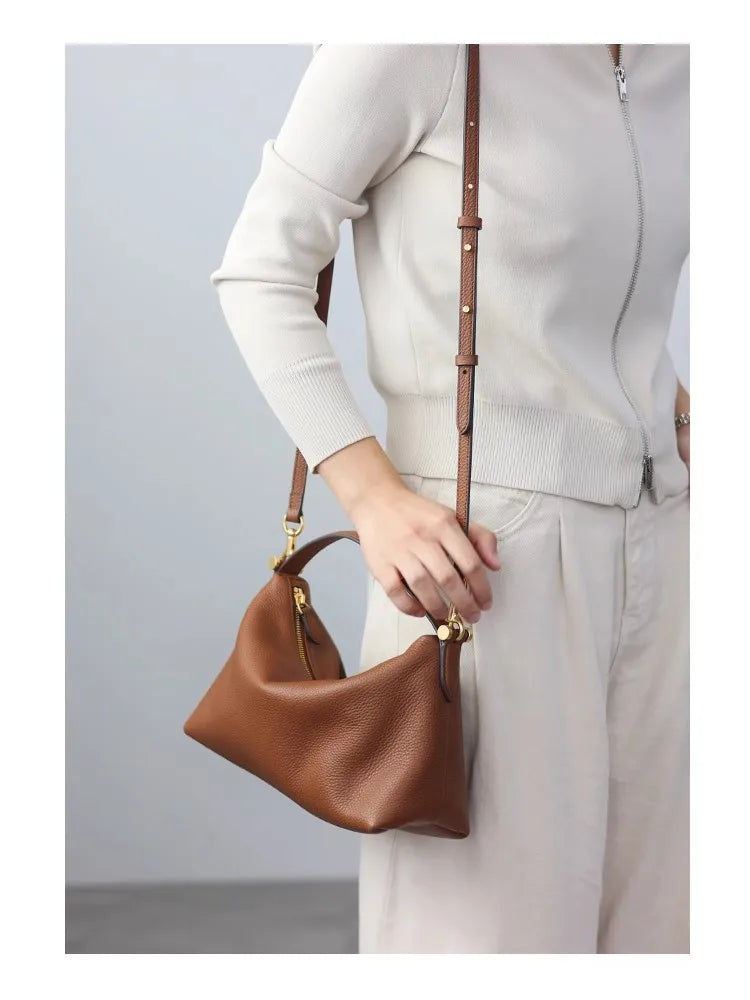 2024 Women Genuine Leather Luxury Handbags Small Size Versatile Cowhide Crossbody Bag Fashion Soft Messenger Purses